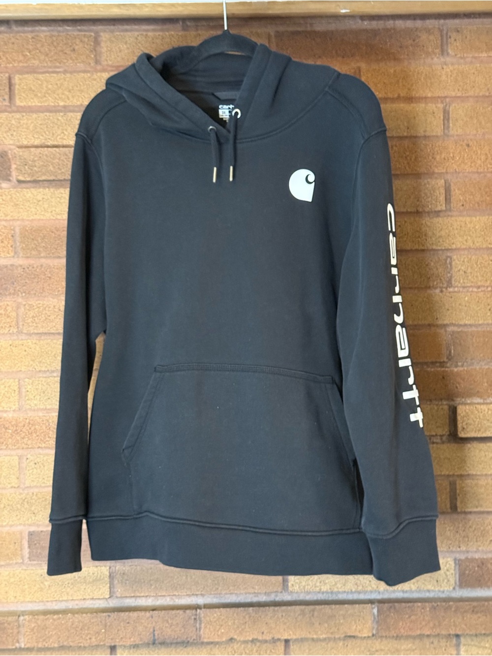 Carhartt Black Hoodie with White Logo and Sleeve Script